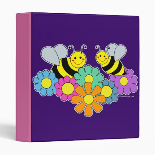 Bees  Flowers 3 Ring Binder