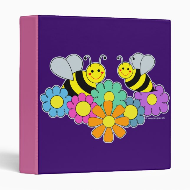 Bees & Flowers 3 Ring Binder (Front/Spine)