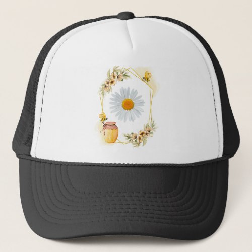 Bees Flowers and Honey Pot Trucker Hat
