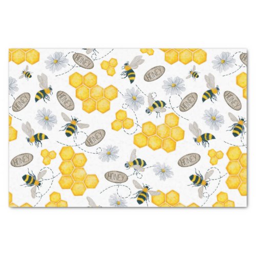 Bees Flowers and Honey  Tissue Paper