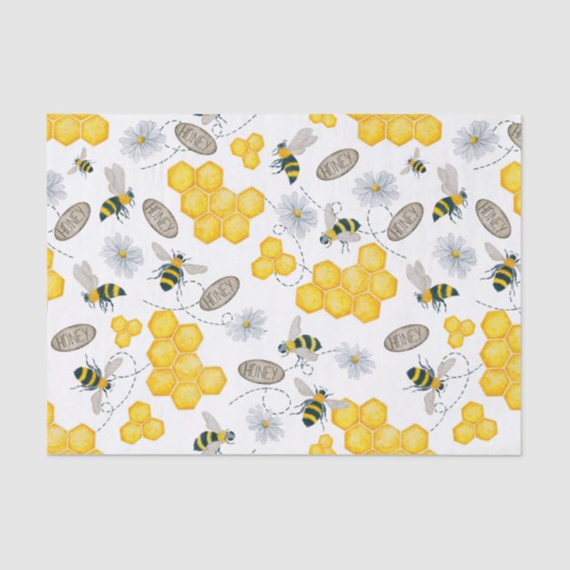 Bees, Flowers and Honey  Tissue Paper (Front)