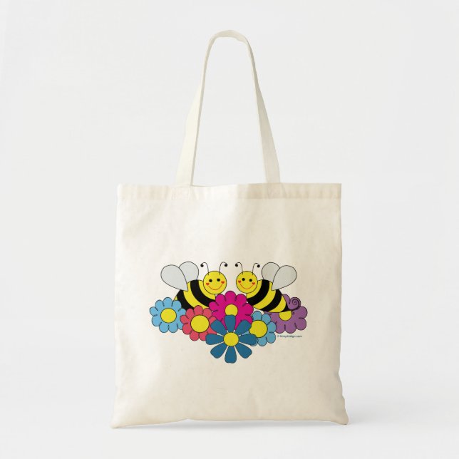 Bees & Flowers Cute Design Tote Bag (Front)