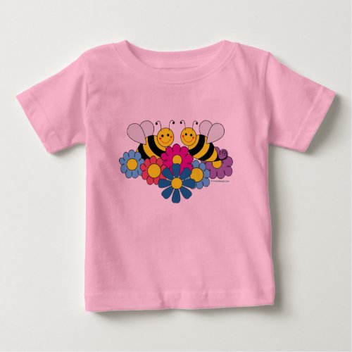 Bees  Flowers Design Illustration Baby T_Shirt