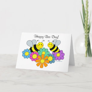 Bees & Flowers Happy Bee Day Card