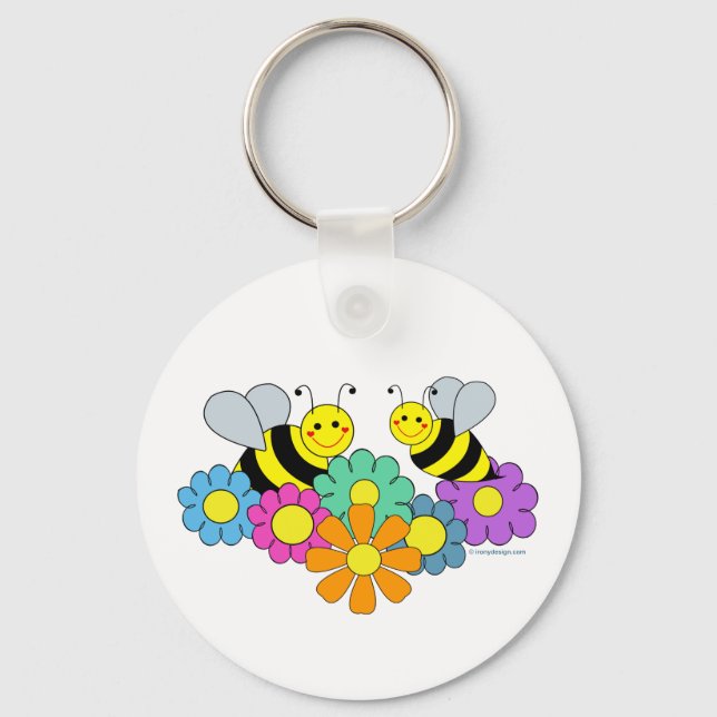 Bees & Flowers Keychain (Front)