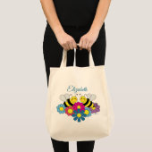 Bees & Flowers Personalize Tote Bag (Front (Product))