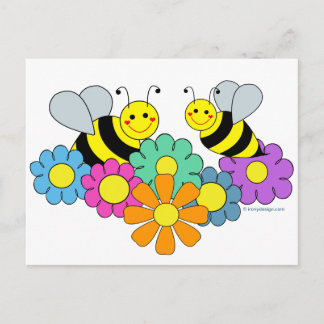 Bees & Flowers Postcard