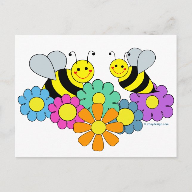 Bees & Flowers Postcard (Front)