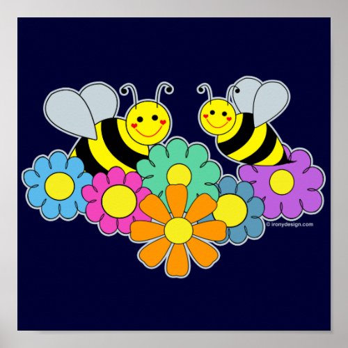 Bees  Flowers Poster