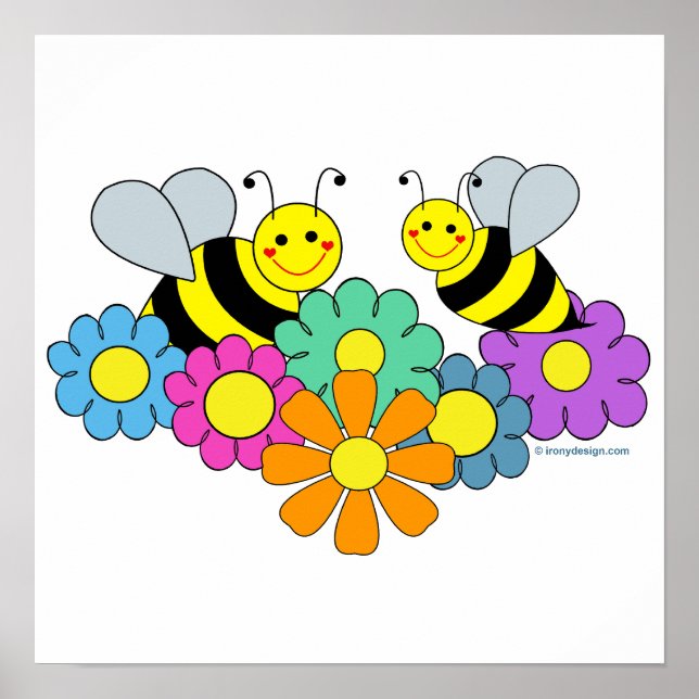 Bees & Flowers Poster (Front)