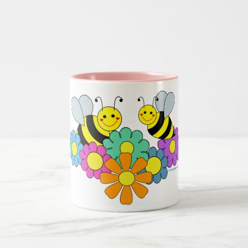 Bees  Flowers Two_Tone Coffee Mug