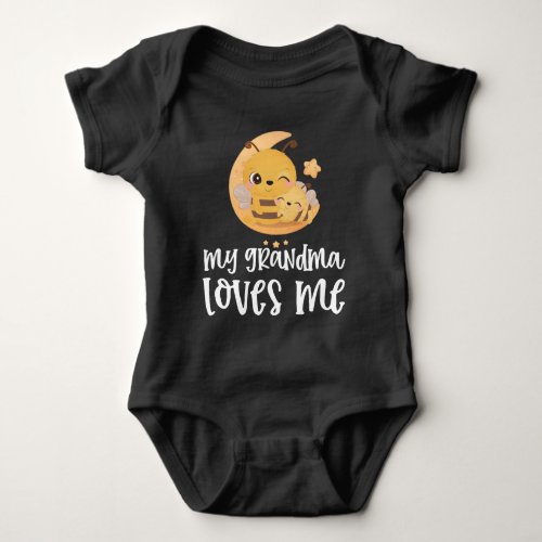 Bees  Gift for Grandchild _ My Grandma Loves Me Baby Bodysuit