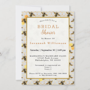 Bees Gold Honeycomb Bridal Shower Invitation