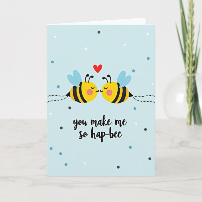 Bees Happy Love Anniversary Card (Front)
