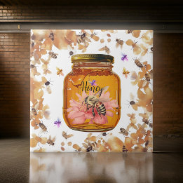 Bees Honey Jar Personalize  |  Ceramic Tile