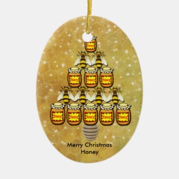 Bee's & Honey Jars Christmas Tree - Ornament by BridesToBe at Zazzle