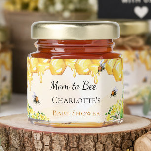 Bees honey yellow florals Baby Shower Jar Favors