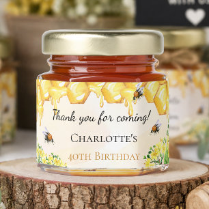 Bees honey yellow florals Birthday Party favor Jar Favors