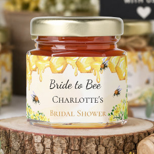 Bees honey yellow florals Bridal Shower Jar Favors