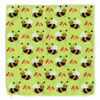Bees Honeybee Red Flowers Pattern