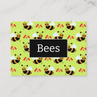 Bees Honeybee Red Flowers Pattern 