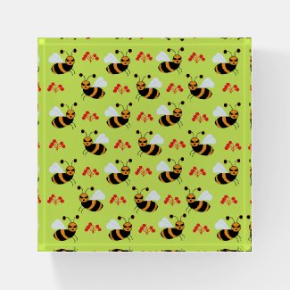Bees Honeybee Red Flowers Pattern