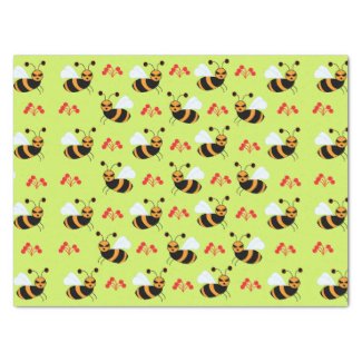 Bees Honeybee Red Flowers Pattern