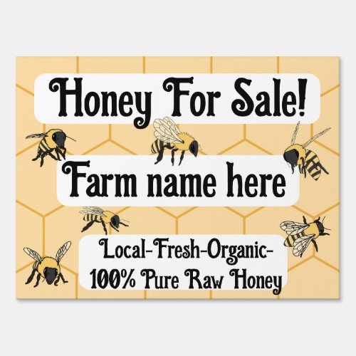 Bees Honeycomb Aviary Bee Farm Bg White Sign