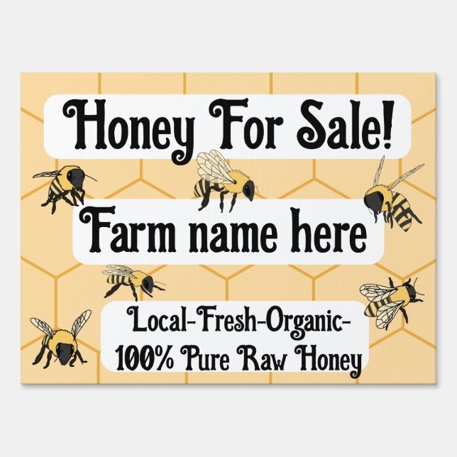 Bees Honeycomb Aviary Bee Farm Bg White Sign (Front)