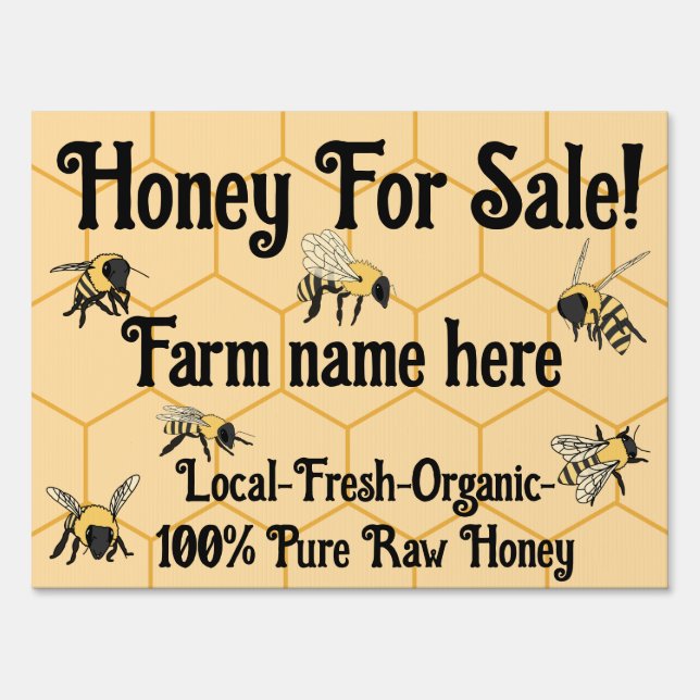 Bees Honeycomb Aviary Bee Farm Sign (Front)