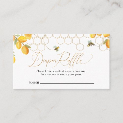 Bees  Honeycomb Gold Glitter Diaper Raffle Enclosure Card