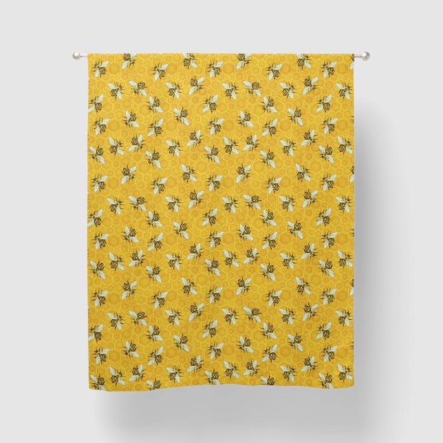 Bees Honeycomb Honeybee Hive Bumble Bee Pattern Blackout Curtains (Front)