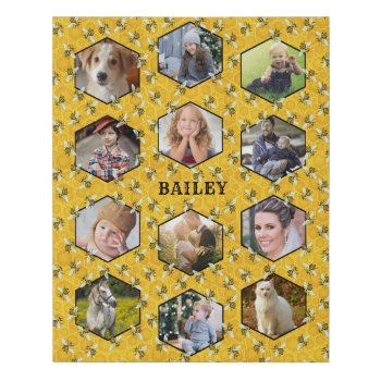 Bees Honeycomb Instagram Diy Family Photo Collage Faux Canvas Print by PictureCollage at Zazzle