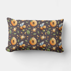 🐝 Bees Honeycomb Leaves Honeydrops Nature Charm Lumbar Pillow