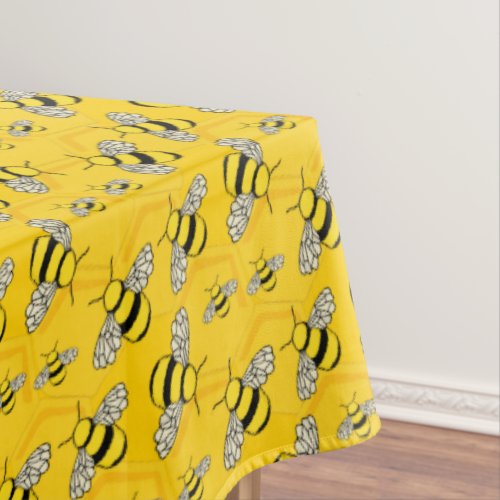 Bees in a Beehive Cute Cartoon Tablecloth