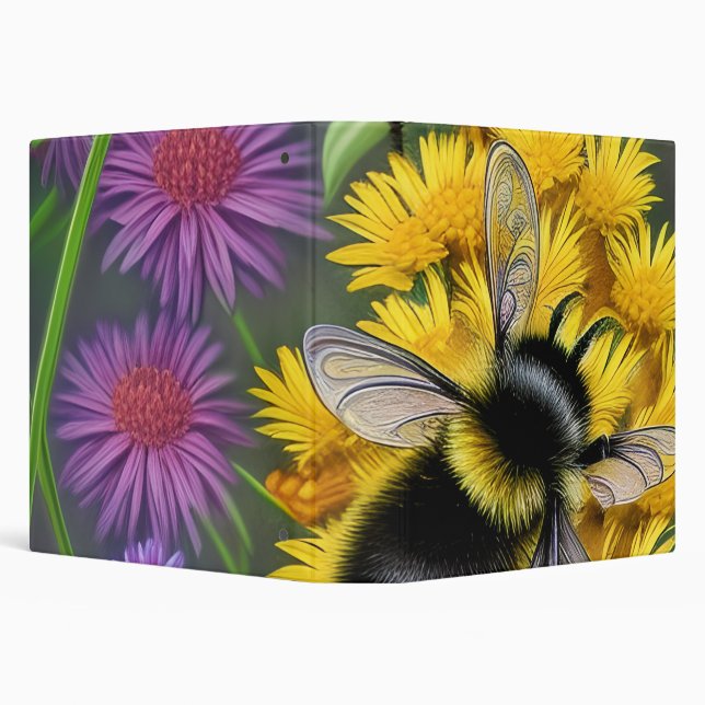 Bees in a Flower Meadow   3 Ring Binder (Background)