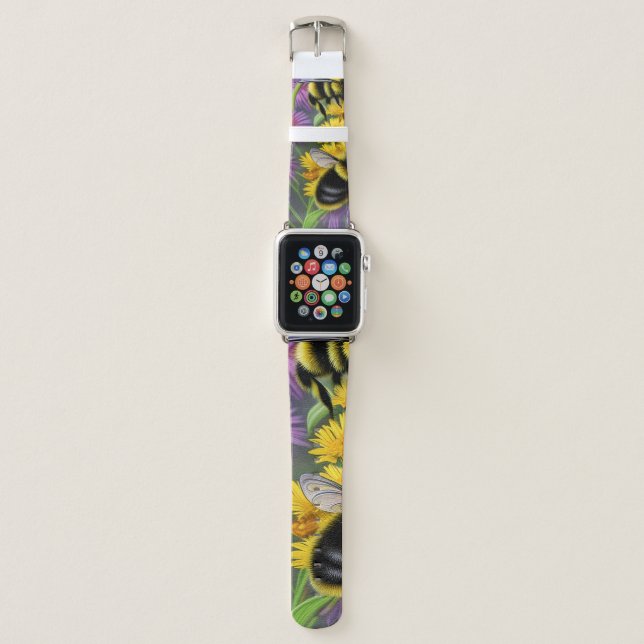 Bees in a Flower Meadow   Apple Watch Band (Front)