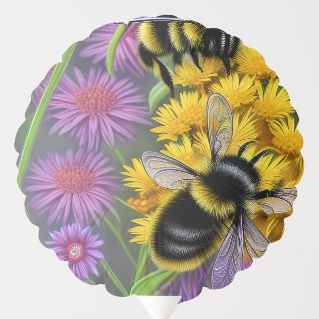 Bees in a Flower Meadow  Balloon (Front)