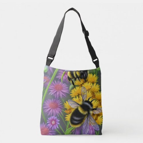 Bees in a Flower Meadow   Crossbody Bag