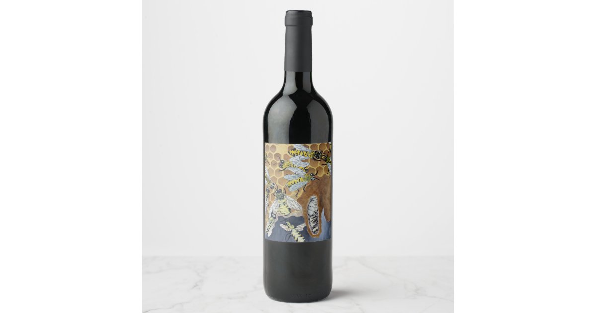 bees in a hive wine label | Zazzle
