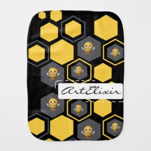 Bees in Honeycomb Print Baby Burp Cloth