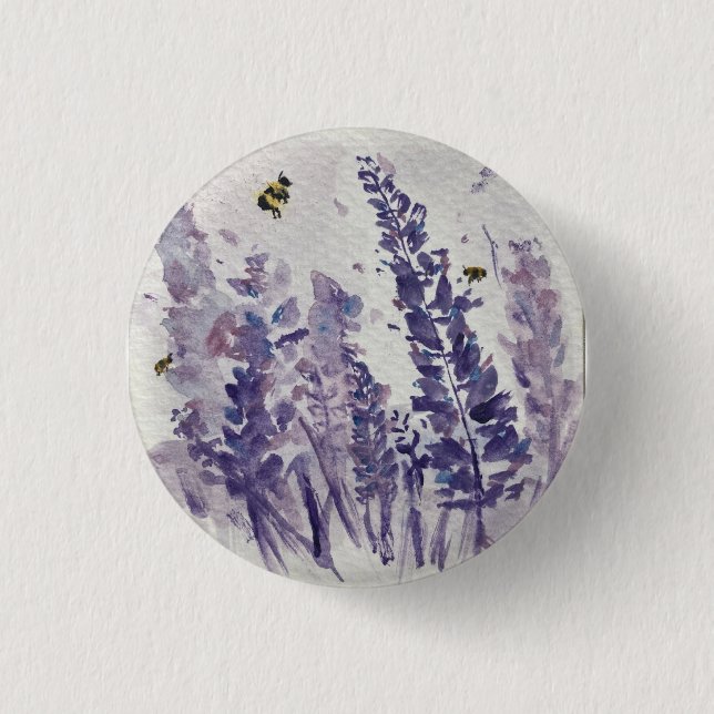 Bees in lavender field button (Front)