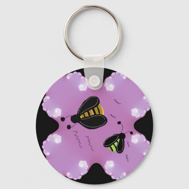 Bees in the Flowers Keychain (Front)