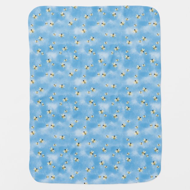 Bees In The Sky Baby Blanket (Front)