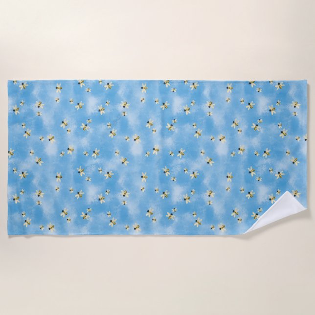 Bees In The Sky Beach Towel (Front)