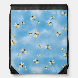 Bees In The Sky Drawstring Bag