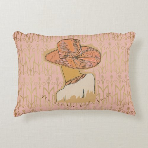 Bees Knees Art Deco Pink  Champagne Accent Pillow