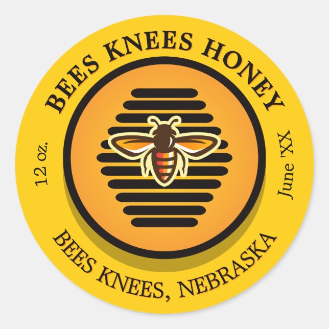 Bees Knees Golden Honey Jar Classic Round Sticker (Front)