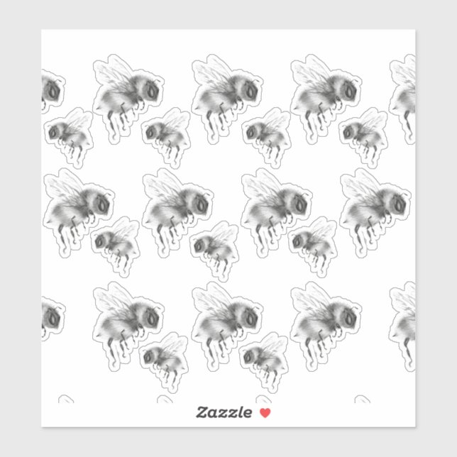 Bee's knees in black and white sticker (Sheet)