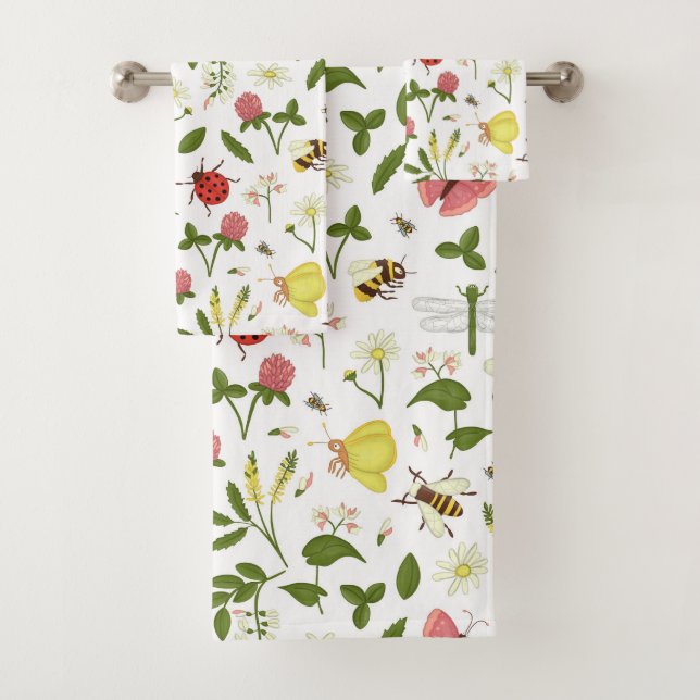 Bees Ladybugs and Butterflies Bath Towel Set (Insitu)
